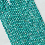 Turquoise Faceted Beads 4mm 6mm Round Flat for Jewelry Making