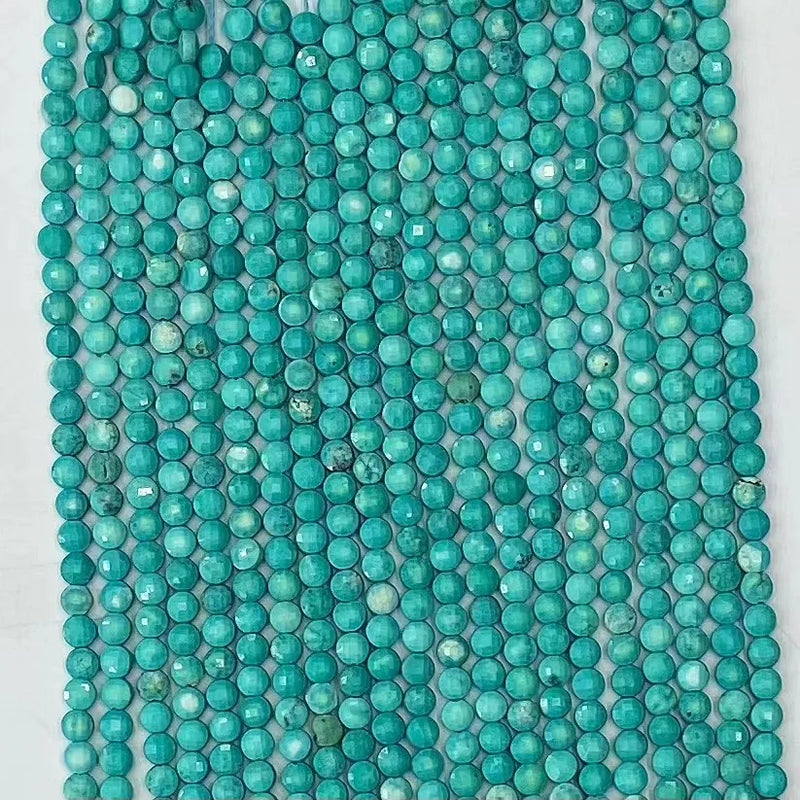 Turquoise Faceted Beads 4mm 6mm Round Flat for Jewelry Making