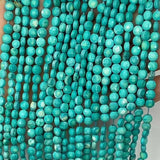 Turquoise Faceted Beads 4mm 6mm Round Flat for Jewelry Making