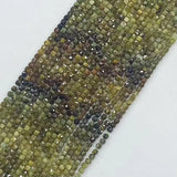 4mm Prehnite Square Faceted Beads