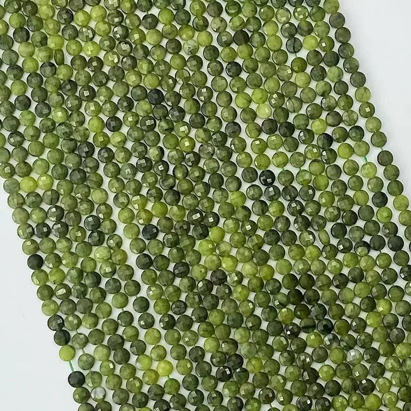4mm South Jade Flat Faceted Round Beads for Jewelry Making