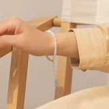 Moonstone and Aquamarine Bead Bracelet 14kgp