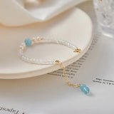 Moonstone and Aquamarine Bead Bracelet 14kgp