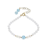 Moonstone and Aquamarine Bead Bracelet 14kgp