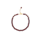 Garnet Bead Bracelet, 14KGP, 15-17cm Length