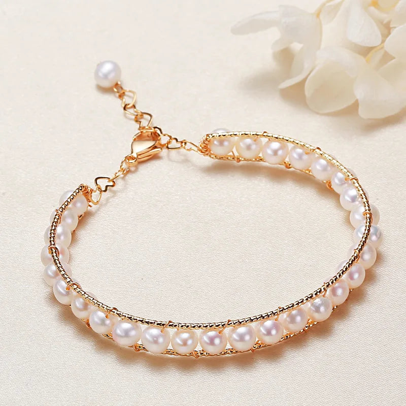 5.5-6mm Freshwater Pearl Bracelet 18KGP