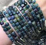 Cube Faceted Grass Agate Beads 5mm for Jewelry Making