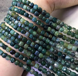 Cube Faceted Grass Agate Beads 5mm for Jewelry Making