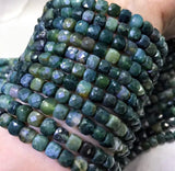 Cube Faceted Grass Agate Beads 5mm for Jewelry Making