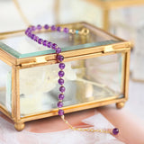 Amethyst Beads Bracelet 14kgp 5mm Round Natural