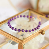 Amethyst Beads Bracelet 14kgp 5mm Round Natural