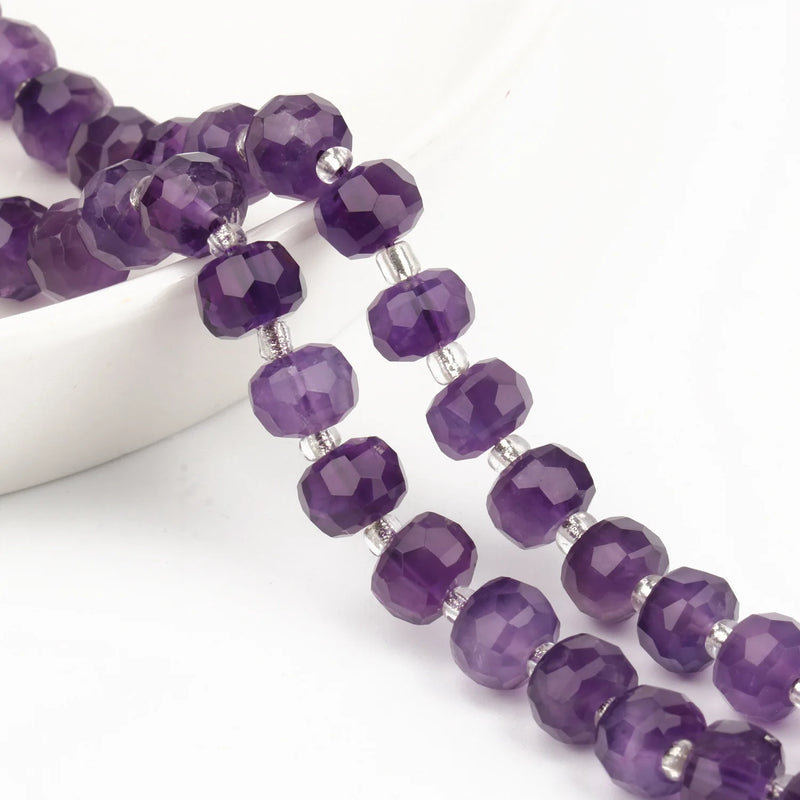 Faceted 6X8mm Rondelle Gemstone Beads 7.5 inch for Jewelry Making