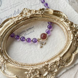 6mm Amethyst 8mm Strawberry Quartz 14KGP Bracelet