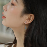 Aquamarine Bead Stud Earrings S925