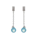 Aquamarine Bead Stud Earrings S925