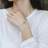 6mm Aquamarine Moonstone Strawberry Quartz Beads S925 Bracelet