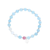 6mm Aquamarine Moonstone Strawberry Quartz Beads S925 Bracelet