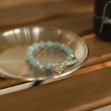 Aquamarine Bead Bracelet 7.5-8mm S925