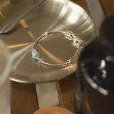 Aquamarine Bead Bracelet 7.5-8mm S925