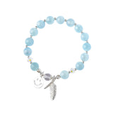 Aquamarine Bead Bracelet 7.5-8mm S925