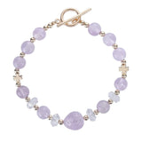 Purple Jade and Crystal Bead Bracelet