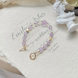 Purple Jade and Crystal Bead Bracelet