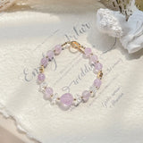 Purple Jade and Crystal Bead Bracelet
