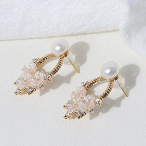 7-8mm Freshwater Pearl Flower Stud Earrings