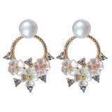 7-8mm Freshwater Pearl Flower Stud Earrings