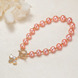 7-8mm Purple Pink Freshwater Pearl Bracelet 18kgp