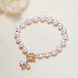 7-8mm Purple Pink Freshwater Pearl Bracelet 18kgp