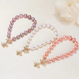 7-8mm Purple Pink Freshwater Pearl Bracelet 18kgp