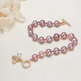 7-8mm Purple Pink Freshwater Pearl Bracelet 18kgp