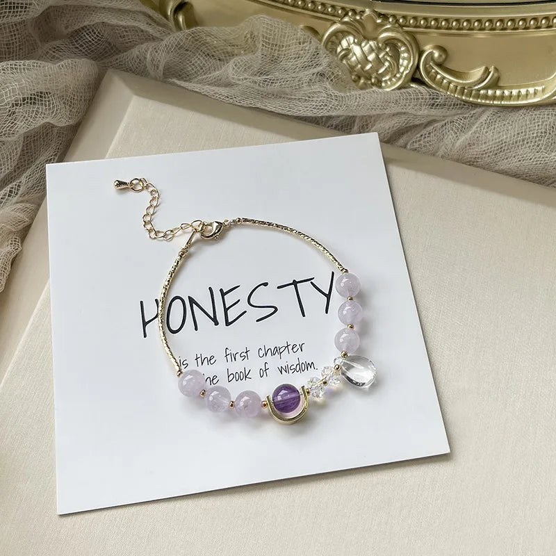 Natural 7mm - 7.5mm Purple Amethyst Bracelet