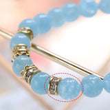 7mm Aquamarine Beads 14kgp Bracelet