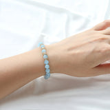 7mm Aquamarine Beads 14kgp Bracelet