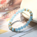 7mm Aquamarine Beads 14kgp Bracelet