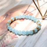 7mm Aquamarine Beads 14kgp Bracelet