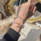 Purple Jade Crystal Bead Bracelet 14KGP 7mm 8mm