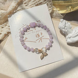 Purple Jade Crystal Bead Bracelet 14KGP 7mm 8mm