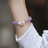 7mm Amethyst Moonstone Beads Bracelet with S925 Silver Accessories