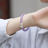 7mm Amethyst Moonstone Beads Bracelet with S925 Silver Accessories
