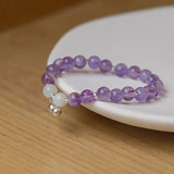 7mm Amethyst Moonstone Beads Bracelet with S925 Silver Accessories