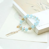 Aquamarine Butterfly Bracelet 14kgp 8-10mm Round Natural Accessories
