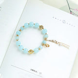 Aquamarine Butterfly Bracelet 14kgp 8-10mm Round Natural Accessories