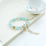 Aquamarine Butterfly Bracelet 14kgp 8-10mm Round Natural Accessories