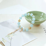 Aquamarine Butterfly Bracelet 14kgp 8-10mm Round Natural Accessories