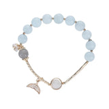 8.5mm Aquamarine & Gray Moonstone Bracelet