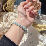 8.5mm Aquamarine & Gray Moonstone Bracelet