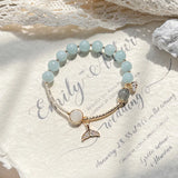 8.5mm Aquamarine & Gray Moonstone Bracelet